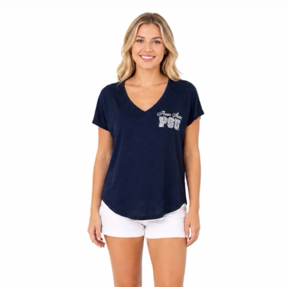 Penn State Nittany Lions Womens T Shirt Size Small Blue Script Logo Venley Soft